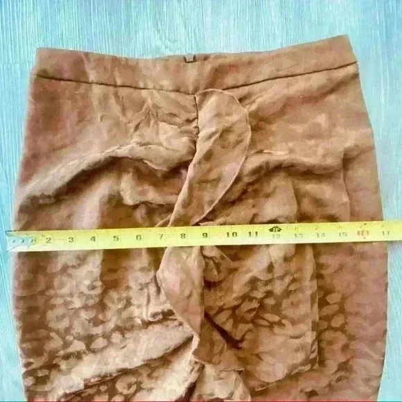 ZARA Y2K RUFFLE PENCIL BROWN COPPER SKIRT SIZE  SMALL - Picture 7 of 7